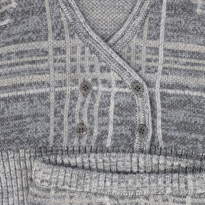 Le Bourdon Plaid Knit Vest Set - Grey