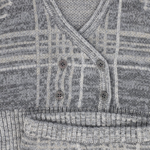 Le Bourdon Plaid Knit Vest Set - Grey