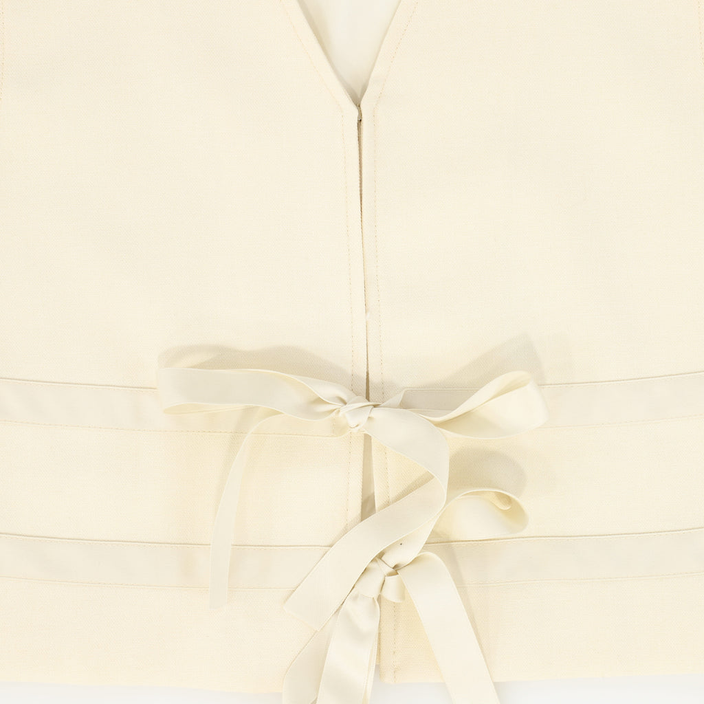 Valentina Bow Front Vest And Waisted A-Line Maxi Skirt Set - Cream