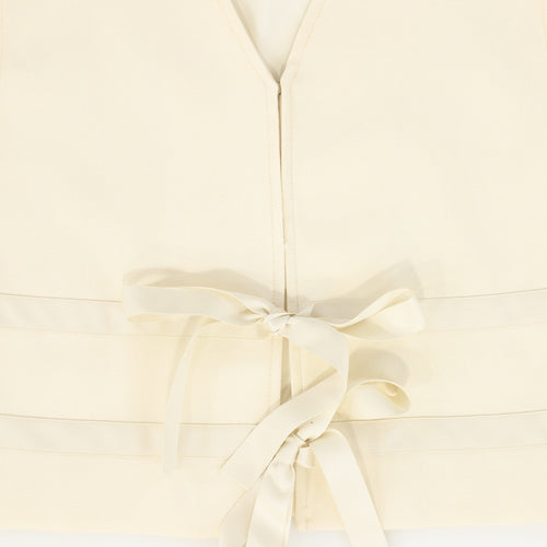 Valentina Bow Front Vest And Waisted A-Line Maxi Skirt Set - Cream