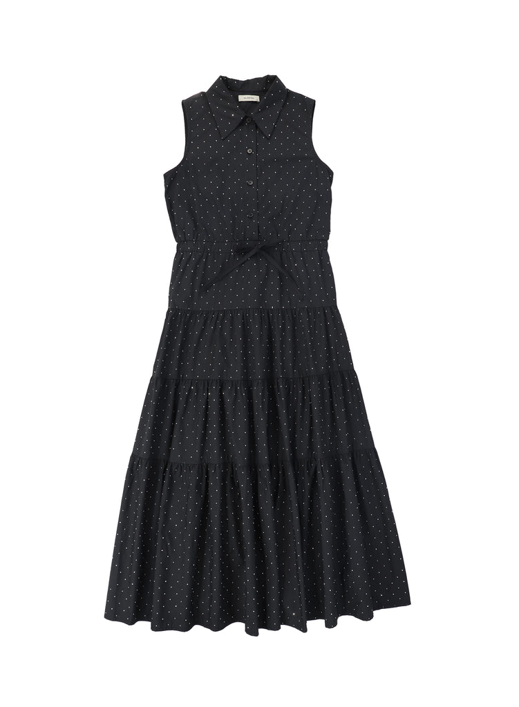 Valentina Rhinestone Collared Jumper - Black