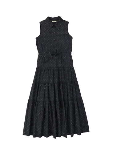 Valentina Rhinestone Collared Jumper - Black