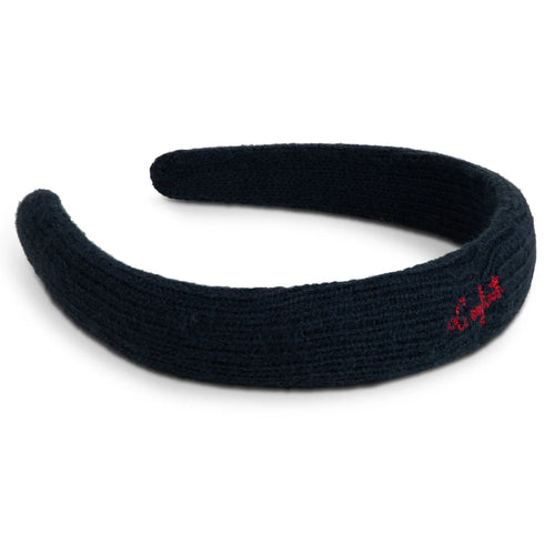 Le Enfant Chunky Knit Embroidered Hairband - Navy