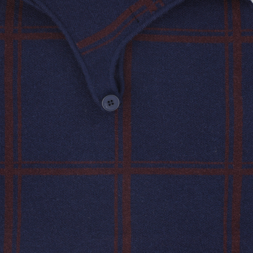 Bamboo Plaid Knit Overalls - Navy