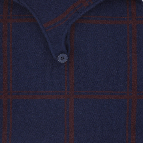 Bamboo Plaid Knit Overalls - Navy
