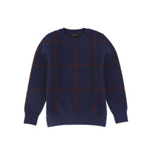 Load image into Gallery viewer, Bamboo Plaid Knit Sweater - Navy