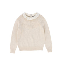 Load image into Gallery viewer, Bace Pointelle Lace Collar Sweater - Oatmeal