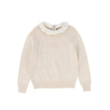 Bace Pointelle Lace Collar Sweater - Oatmeal