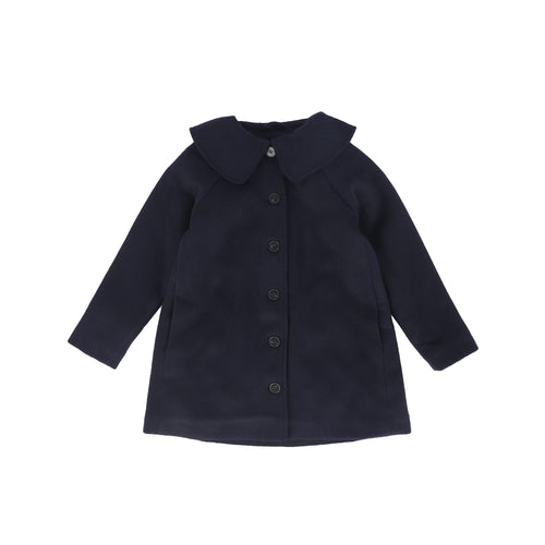 Bamboo Wool Collar Swing Coat - Navy
