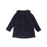 Bamboo Wool Collar Swing Coat - Navy