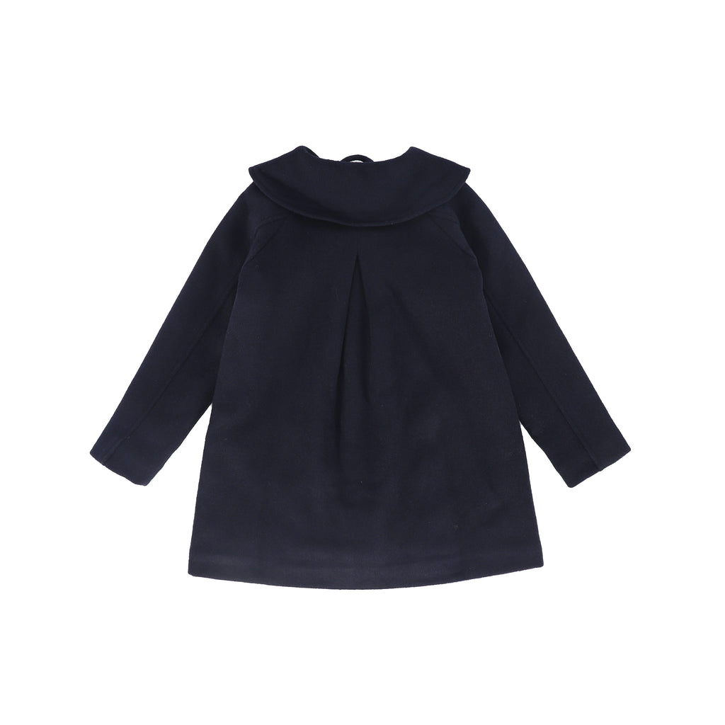 Bamboo Wool Collar Swing Coat - Navy