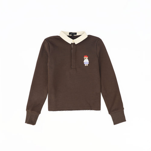 Bamboo Embroidered Doll Sweatshirt - Brown