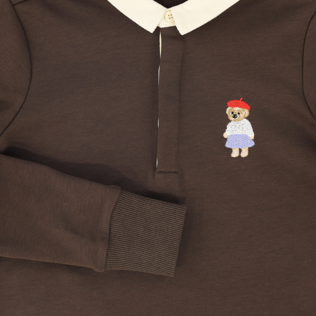Bamboo Embroidered Doll Sweatshirt - Brown