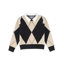 Load image into Gallery viewer, Bace Collared Argyle Sweater - Black