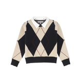 Bace Collared Argyle Sweater - Black