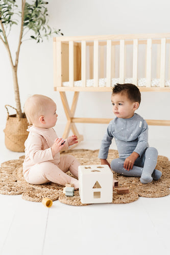 Ely's & Co Brushed Cotton-Celestial Collection Footie & Bonnet- Pink on Cream