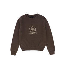 Load image into Gallery viewer, Bamboo Ribbed Knit Stripe Crest Sweater - Brown