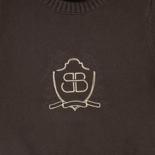 Load image into Gallery viewer, Bamboo Ribbed Knit Stripe Crest Sweater - Brown