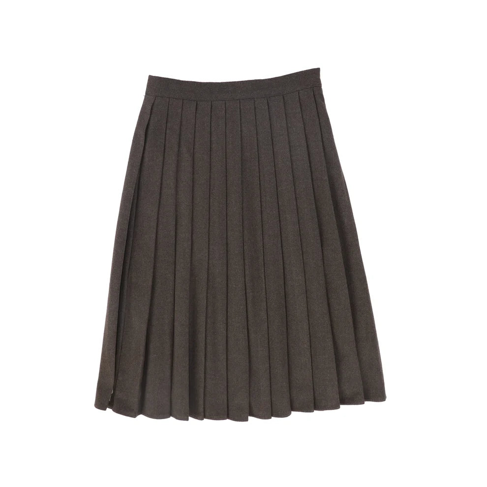 Valentina Wool Pleat Waisted Skirt - Brown