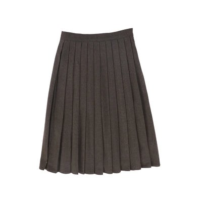Valentina Wool Pleat Waisted Skirt - Brown