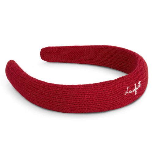 Le Enfant Chunky Knit Embroidered Hairband - Red