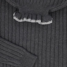 Load image into Gallery viewer, Valentina Wool Paneled Jumper And Ribbed Contrast Ruffle Trim Turtleneck Set - Grey