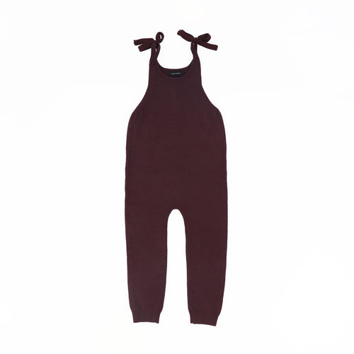 Bamboo Shoulder Bow Knit Romper - Burgundy