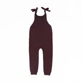 Bamboo Shoulder Bow Knit Romper - Burgundy