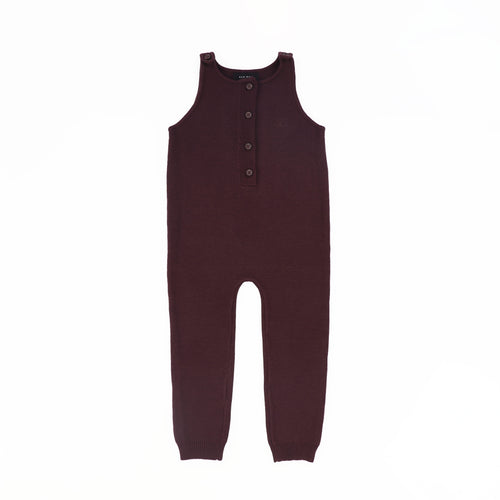 Bamboo Buttoned Knit Romper - Burgundy