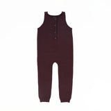 Bamboo Buttoned Knit Romper - Burgundy