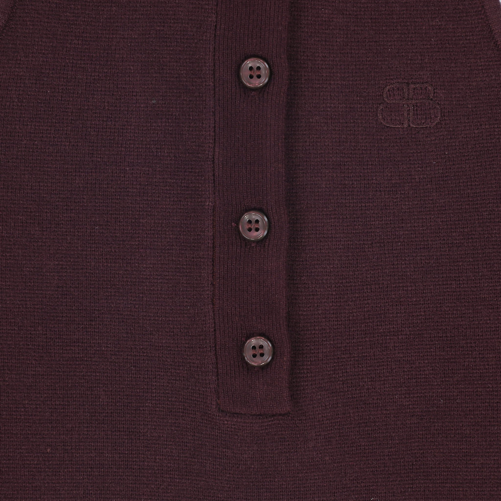 Bamboo Buttoned Knit Romper - Burgundy