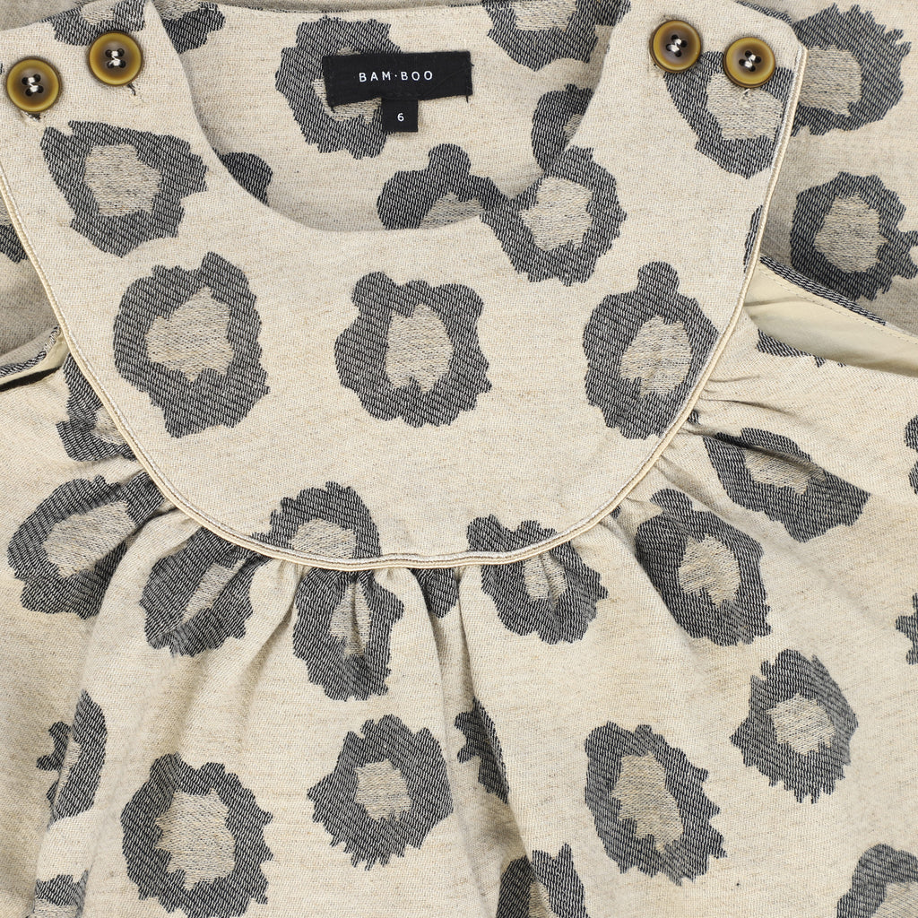 Bamboo Leopard Piped Romper - Beige