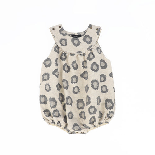 Bamboo Leopard Piped Romper - Beige