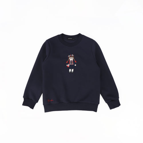 Bamboo Doll Embroidered Sweatshirt - Navy