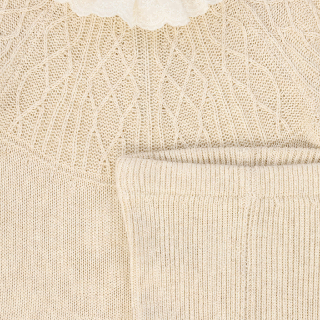 Bace Lace Collar Sweater Set - Oatmeal