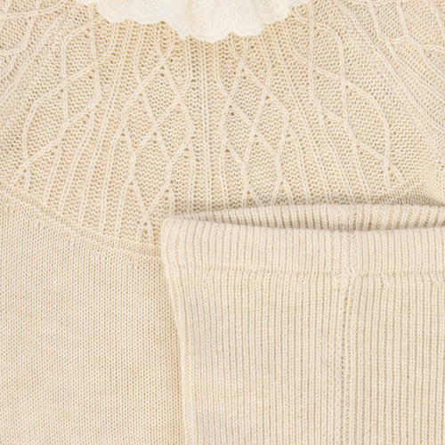 Bace Lace Collar Sweater Set - Oatmeal
