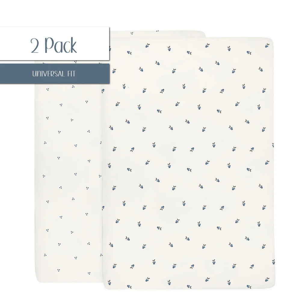 Ely's & Co Waterproof Pack N Play I Portable Crib Sheet Set - Blue Berry