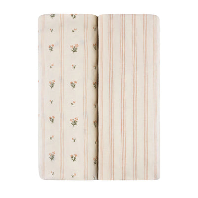 Ely's & Co Cotton Pack N Play / Portable Crib Sheet -  Linear Floral