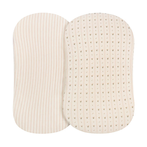 Ely's & Co Bassinet Sheets - Pink Linear Floral