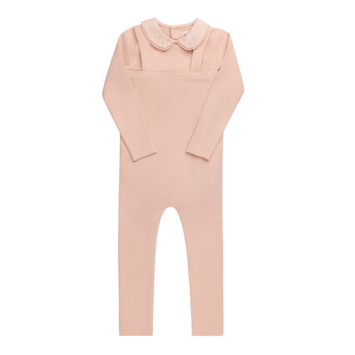Ely's & Co Embroidered Collar Collection Two Piece Overall Set - Pink