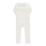 Ely's & Co Embroidered Collar Collection Two Piece Overall Set - Ivory Girls