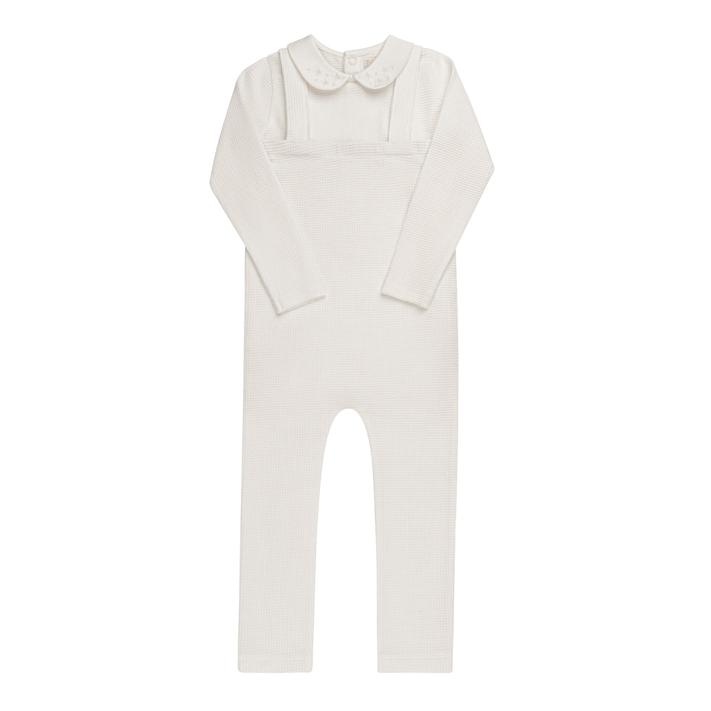 Ely's & Co Embroidered Collar Collection Two Piece Overall Set - Ivory Boys