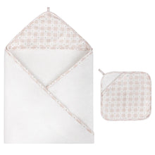 Load image into Gallery viewer, Ely's &amp; Co Hooded Towel with Pocket Wash Cloth - Floral Plaid Collection - Pink