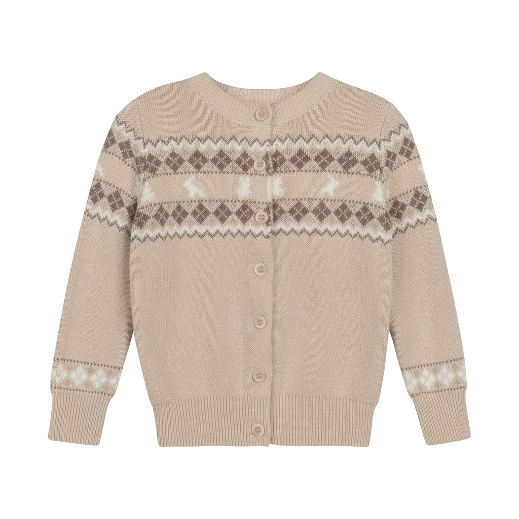 Looms Fair Isle Collection Cardigan - Taupe