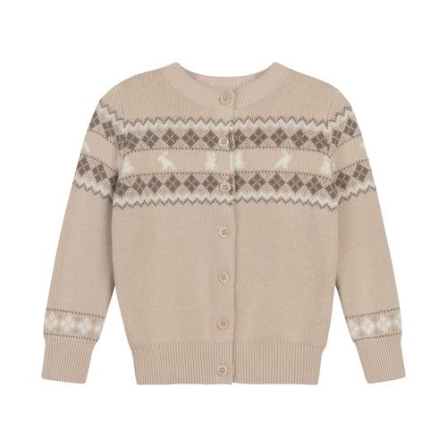 Looms Fair Isle Collection Cardigan - Taupe