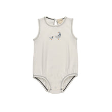 Load image into Gallery viewer, Ely's &amp; Co Cotton Cross Stitch Duckling Collection Romper - Ivory/Blue