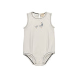 Ely's & Co Cotton Cross Stitch Duckling Collection Romper - Ivory/Blue