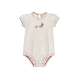 Ely's & Co Cotton Cross Stitch Duckling Collection Romper - Ivory/Pink