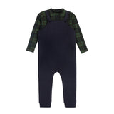 Ely's & Co French Terry Scottish Collection Bodysuit And Overalls - Navy