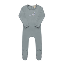 Load image into Gallery viewer, Ely's &amp; Co Cotton Cross Stitch Duckling Collection Footie - Blue